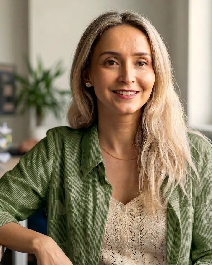 Austra Cukura, product designer, in her studio